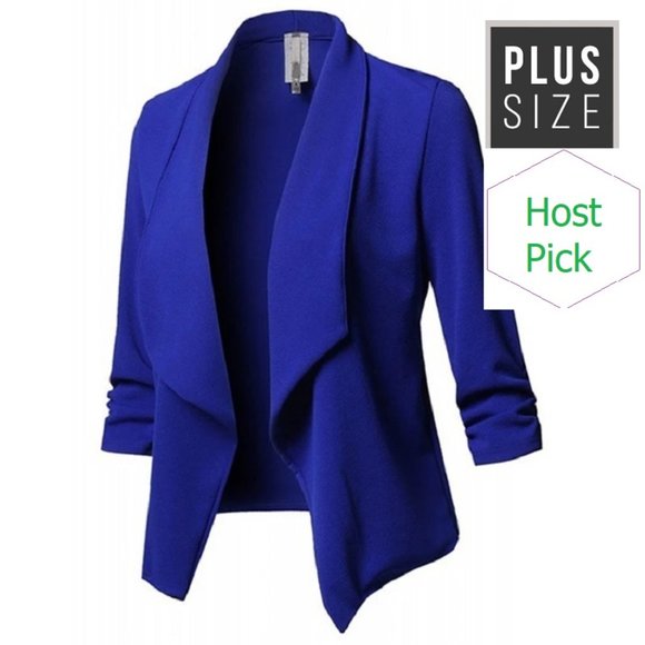Plus Size Blazer for Women - Light Slimming Design Blue Blazer - Picture 1 of 4